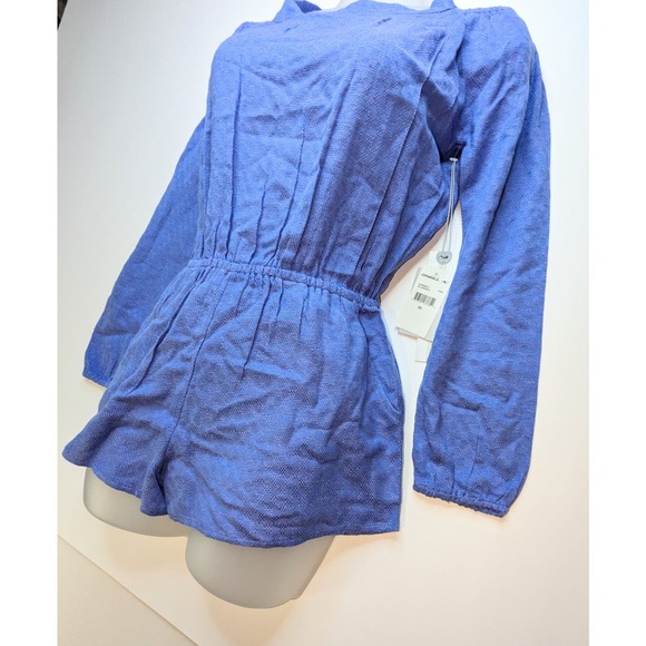 O'Neill Womens Extra Small Ellsworth Textured Off Shoulder Romper Linen Cotton - Picture 11 of 14